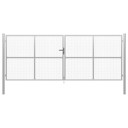 Gartentor Verzinkter Stahl 415 x 150 cm Silber