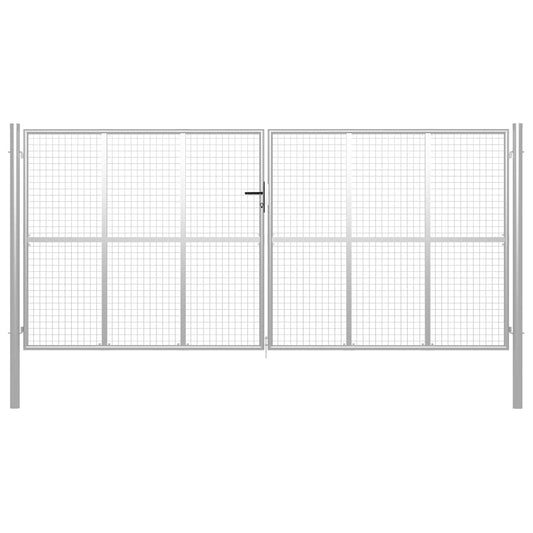 Gartentor Verzinkter Stahl 415 x 175 cm Silber