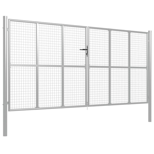 Gartentor Verzinkter Stahl 415 x 175 cm Silber