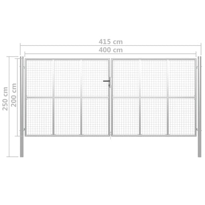 Gartentor Verzinkter Stahl 415 x 200 cm Silber
