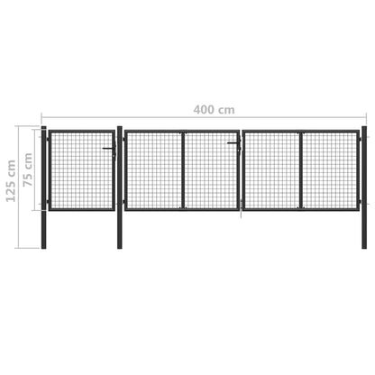 Gartentor Stahl 400 x 75 cm Anthrazit