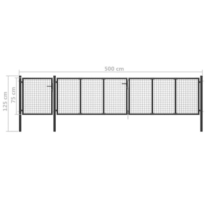 Gartentor Stahl 500×75 cm Anthrazit