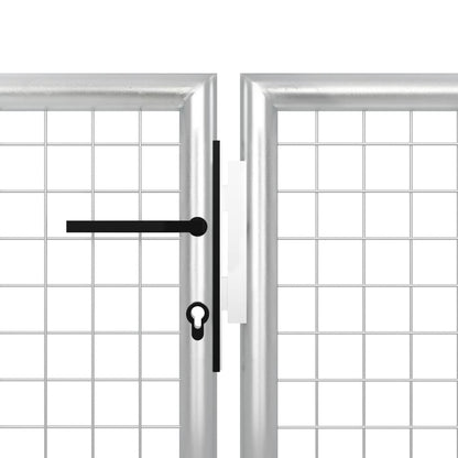 Gartentor Stahl 350 x 75 cm Silbern