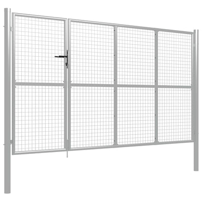 Gartentor Stahl 350 x 150 cm Silbern