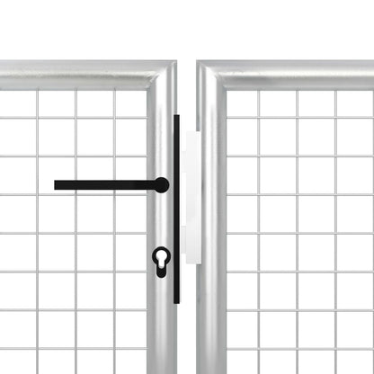 Gartentor Stahl 350 x 150 cm Silbern