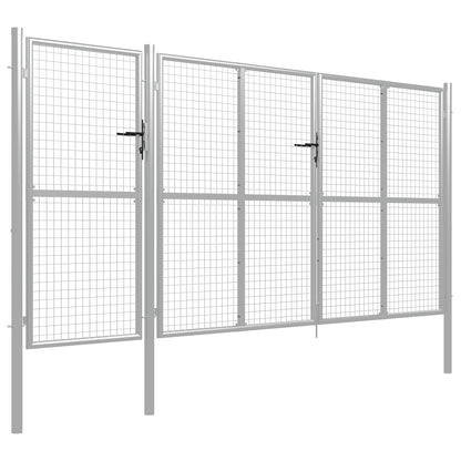 Gartentor Stahl 400 x 150 cm Silbern