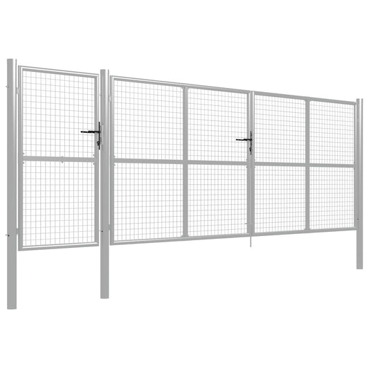 Gartentor Stahl 500×150 cm Silbern