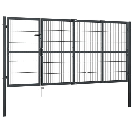 Gartentor mit Pfosten Stahl 350×120 cm Anthrazit