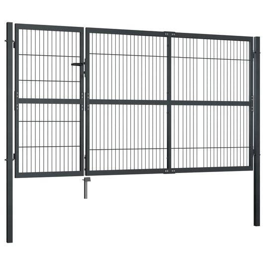 Gartentor mit Pfosten Stahl 350×140 cm Anthrazit