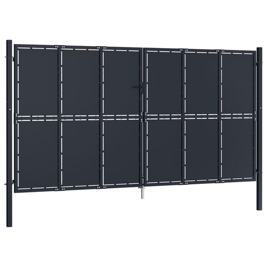 Gartentor Stahl 400 x 200 cm Anthrazit