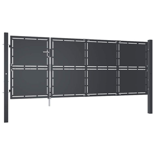 Gartentor Stahl 350 x 125 cm Anthrazit
