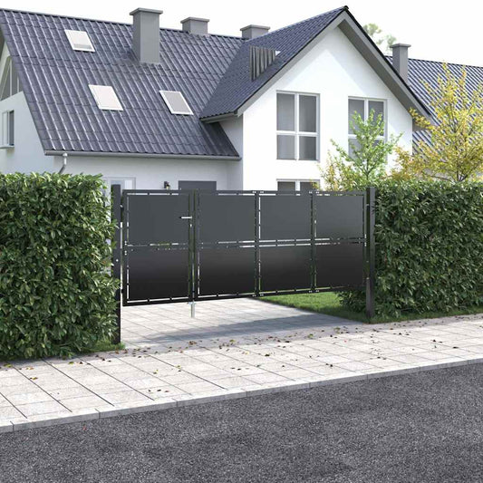 Gartentor Stahl 350 x 125 cm Anthrazit