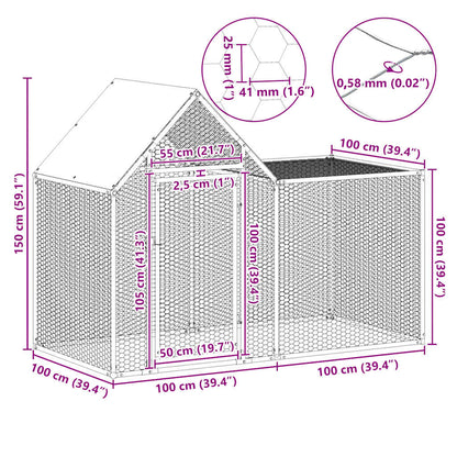 Hühnerstall 2x1x1,5 m Verzinkter Stahl