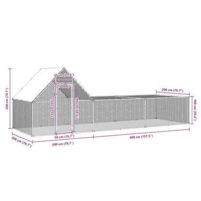 Hühnerstall 6x2x2 m Verzinkter Stahl