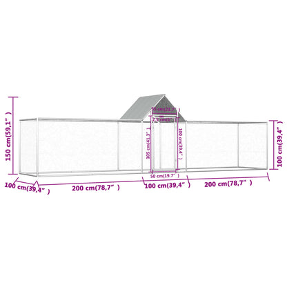Hühnerstall 5x1x1,5 m Verzinkter Stahl