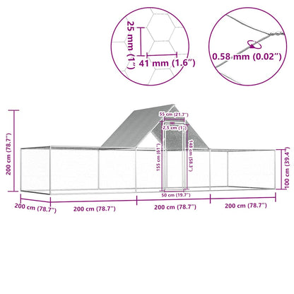 Hühnerstall 6x2x2 m Verzinkter Stahl