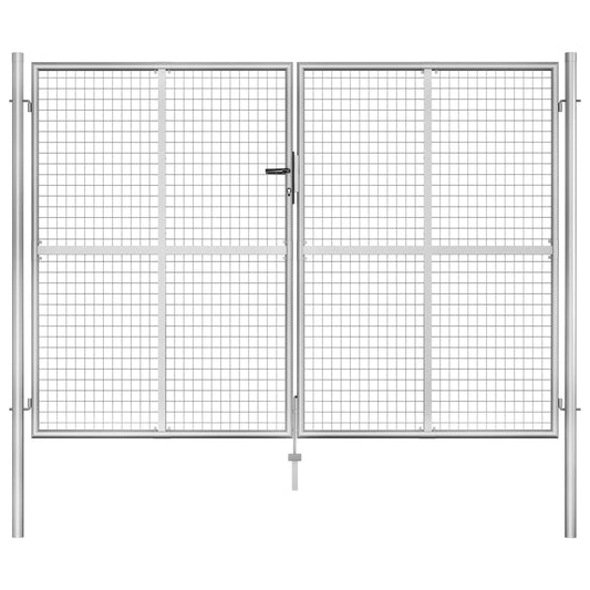 Gartentor Verzinkter Stahl 306 x 175 cm Silber