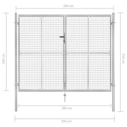 Gartentor Verzinkter Stahl 306 x 200 cm Silber