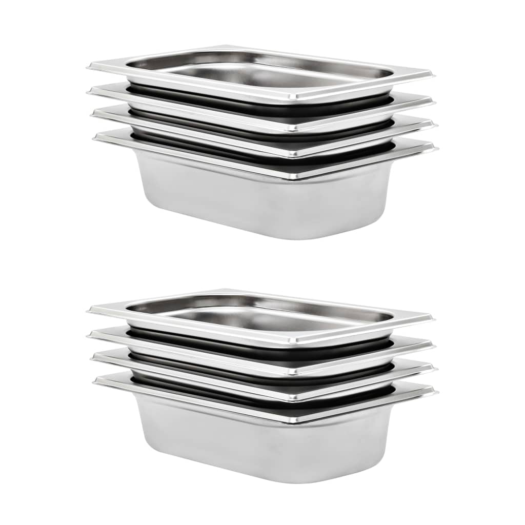 Gastronormbehälter 8 Stk. GN 1/4 65 mm Edelstahl