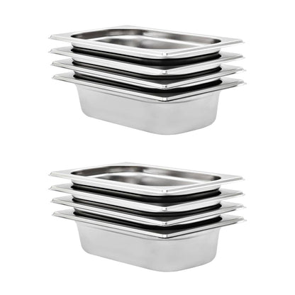 Gastronormbehälter 8 Stk. GN 1/4 65 mm Edelstahl