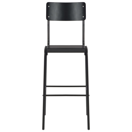 Barhocker 2 Stk. Schwarz Massives Sperrholz Stahl