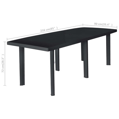 Gartentisch Anthrazit 216x90x72 cm Kunststoff
