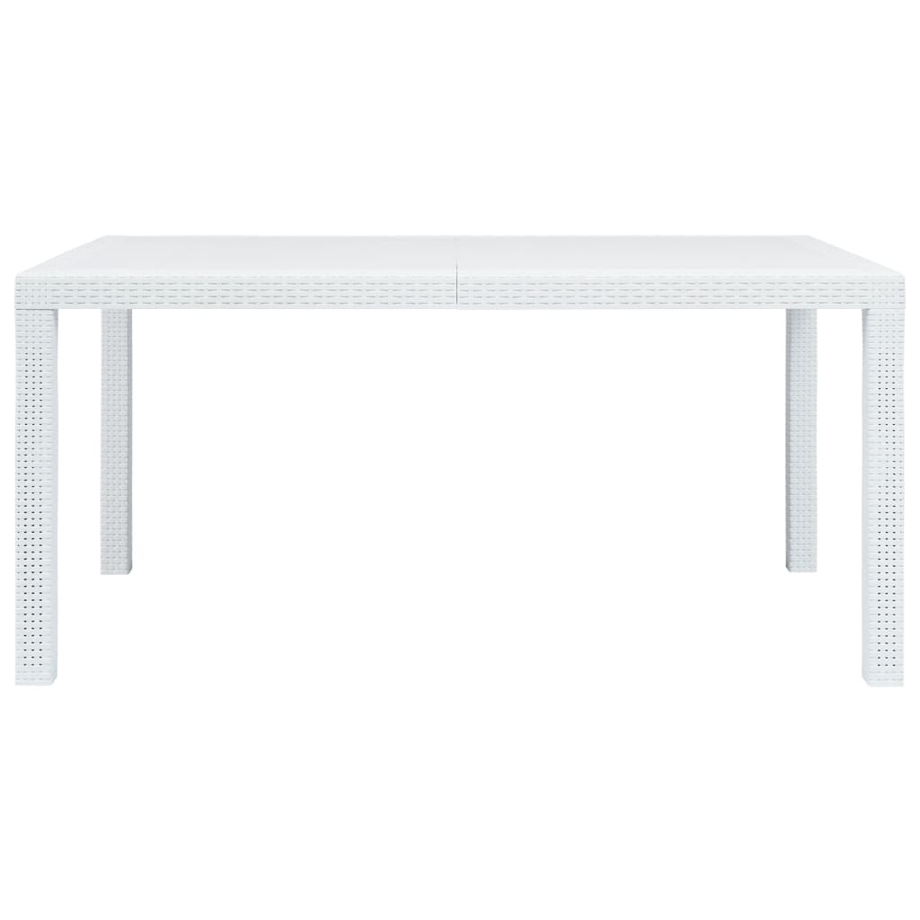 Gartentisch Weiß 150x90x72 cm Kunststoff Rattan-Optik