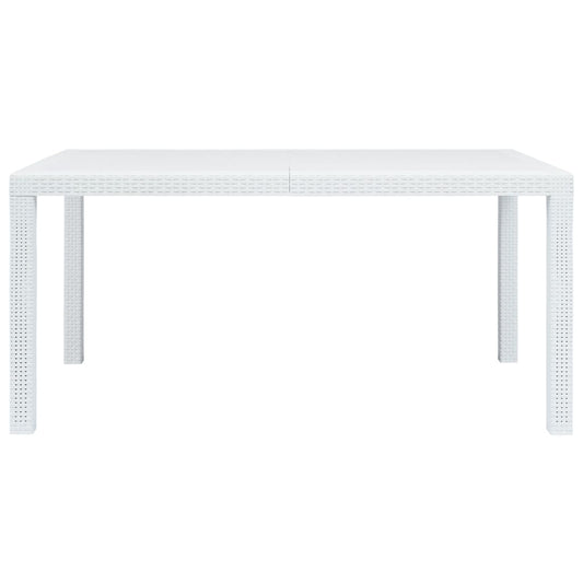 Gartentisch Weiß 150x90x72 cm Kunststoff Rattan-Optik