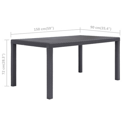 Gartentisch Braun 150x90x72 cm Kunststoff Rattan-Optik