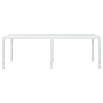 Gartentisch Weiß 220x90x72 cm Kunststoff Rattan-Optik