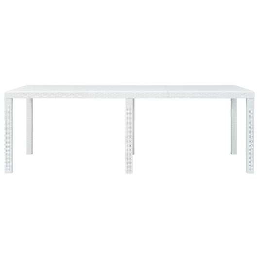 Gartentisch Weiß 220x90x72 cm Kunststoff Rattan-Optik