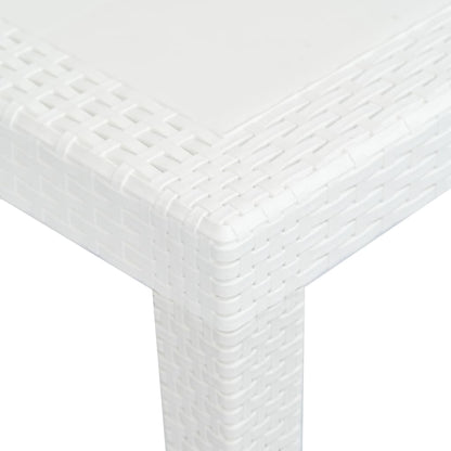 Gartentisch Weiß 220x90x72 cm Kunststoff Rattan-Optik