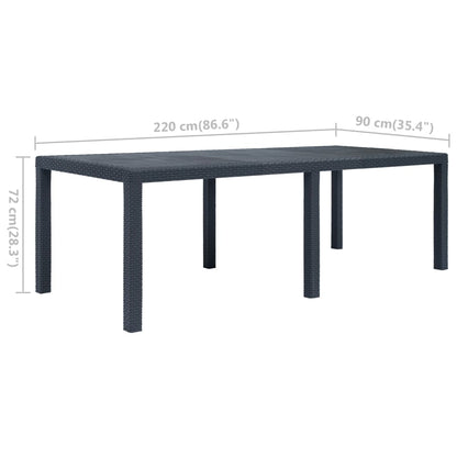 Gartentisch Anthrazit 220x90x72 cm Kunststoff Rattan-Optik