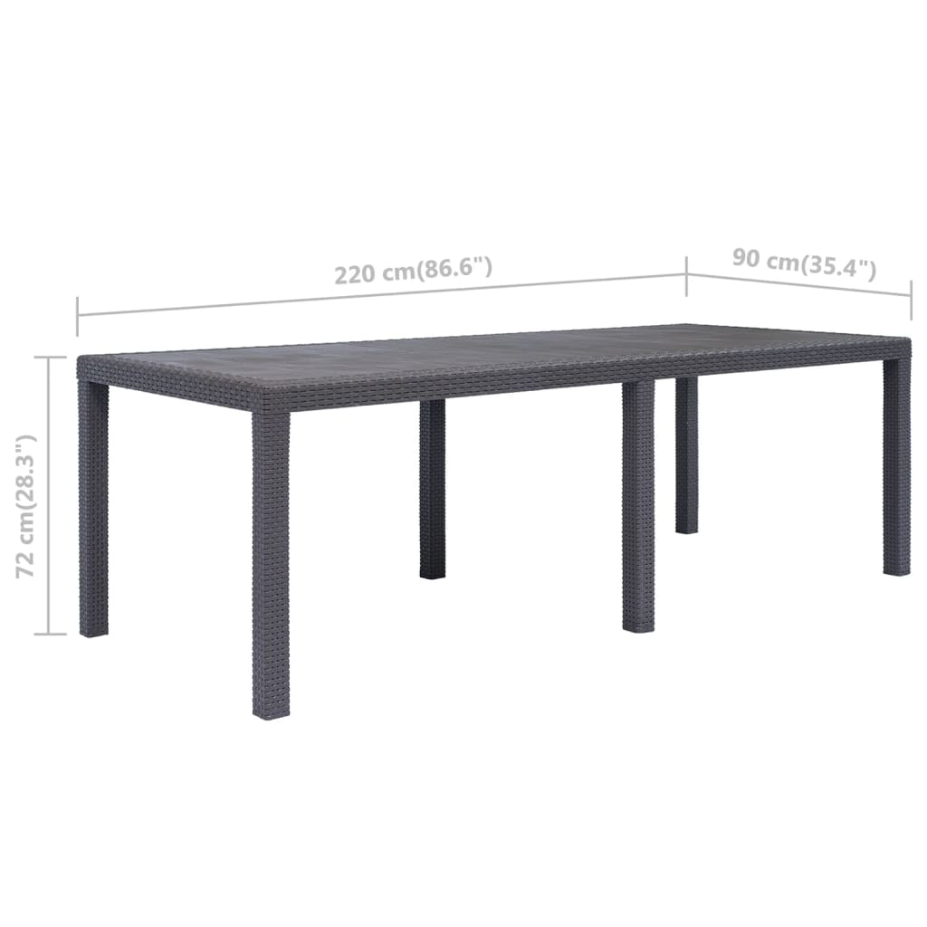 Gartentisch Braun 220x90x72 cm Kunststoff Rattan-Optik