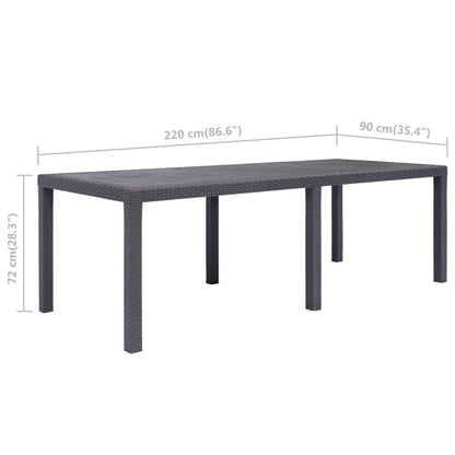Gartentisch Braun 220x90x72 cm Kunststoff Rattan-Optik