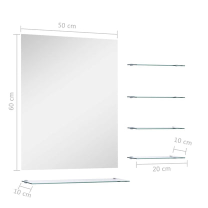 Wandspiegel mit 5 Ablagen Silbern 50×60 cm