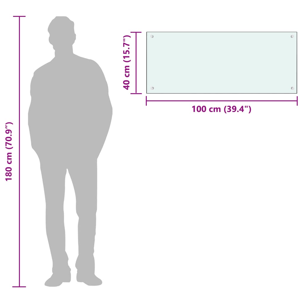 Küchenrückwand Weiß 100x40 cm Hartglas
