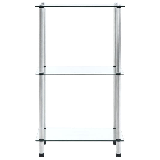 Regal mit 3 Ablagen Transparent 40x40x67 cm Hartglas