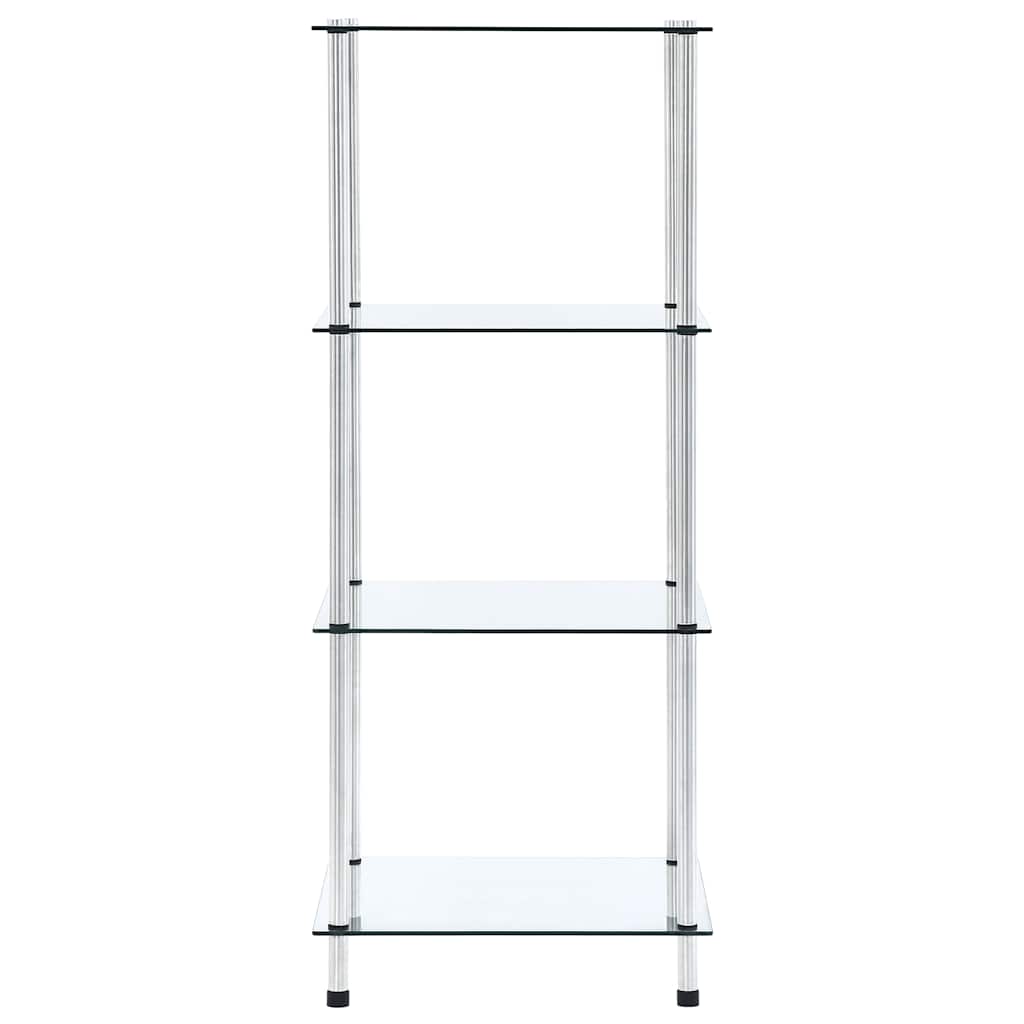 Regal mit 4 Ablagen Transparent 40x40x100 cm Hartglas