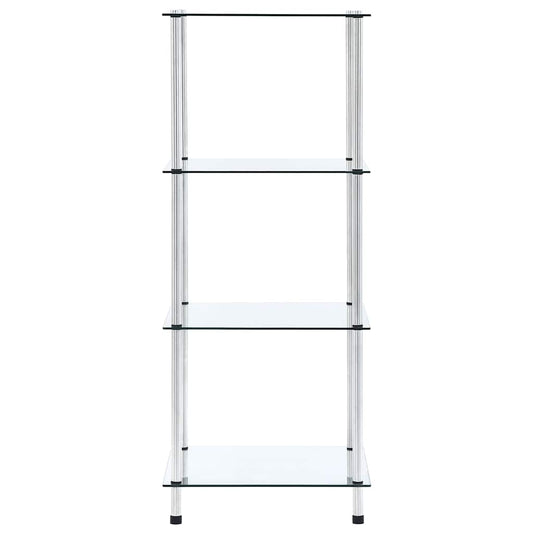 Regal mit 4 Ablagen Transparent 40x40x100 cm Hartglas