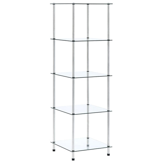 Regal mit 5 Ablagen Transparent 40x40x130 cm Hartglas