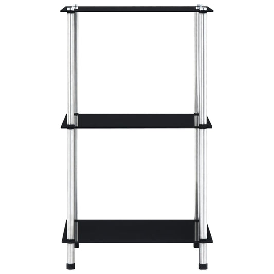 Regal mit 3 Ablagen Schwarz 40x40x67 cm Hartglas