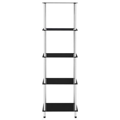 Regal mit 5 Ablagen Schwarz 40x40x130 cm Hartglas