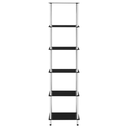 Regal mit 6 Ablagen Schwarz 40x40x160 cm Hartglas