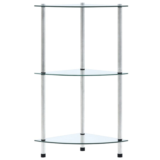 Regal mit 3 Ablagen Transparent 30x30x67 cm Hartglas