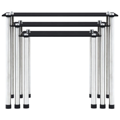 Satztische 3 Stk. Schwarz Hartglas