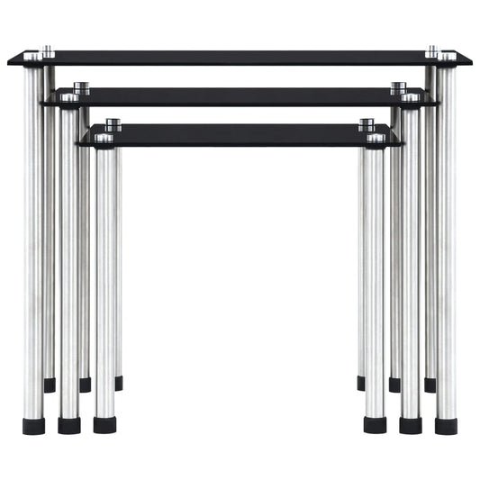Satztische 3 Stk. Schwarz Hartglas