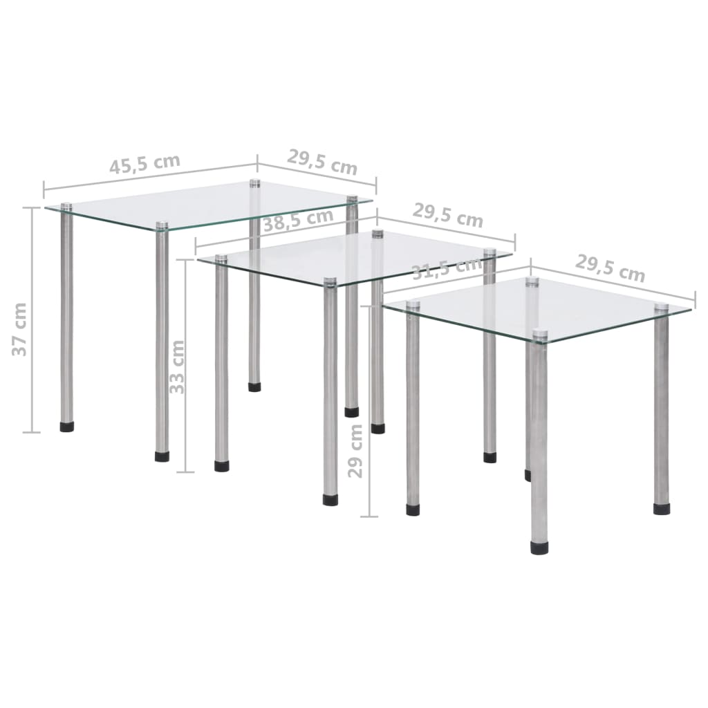 Redeborde 3-delt Gennemsigtigt hærdet glas