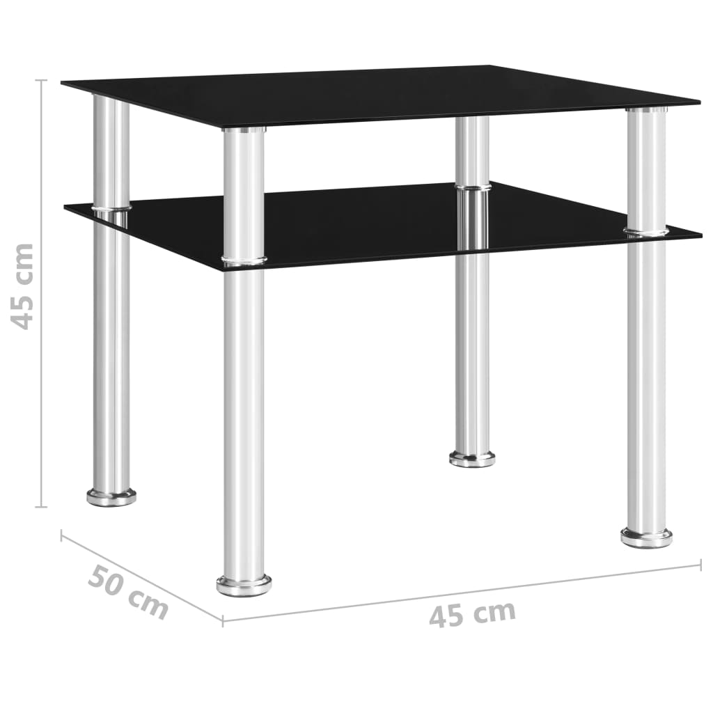Sidebord Sort 45x50x45 cm Hærdet glas
