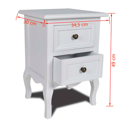 Nachttisch mit 2 Schubladen MDF Weiß